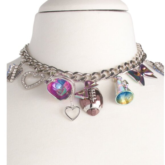 NWT BETSEY JOHNSON FOOTBALL CHARMS NECKLACE - Picture 1 of 2